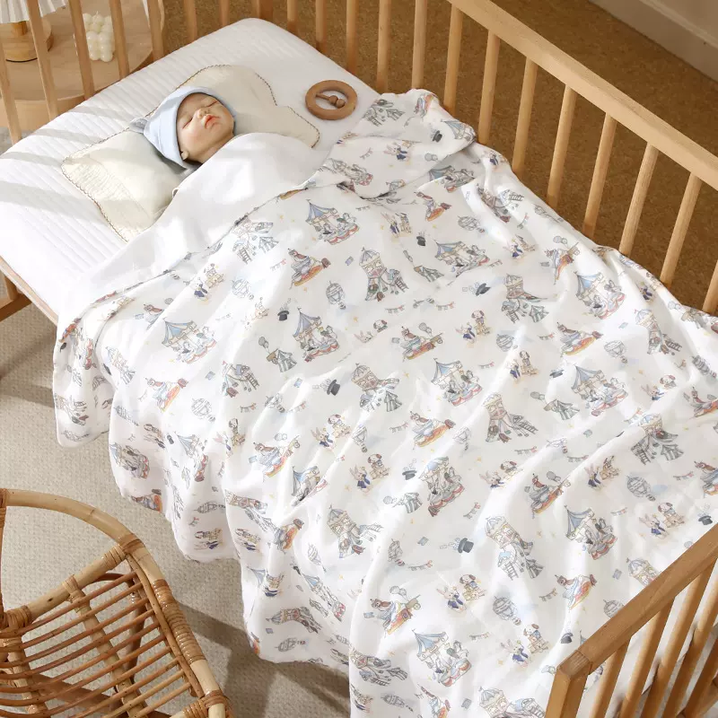 新生儿四层竹棉童被a类宝宝初生包裹巾婴儿盖被柔软亲肤夏季浴巾