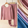 Velvet keep warm demi-season set, fleece thermal underwear, trousers, long-sleeve