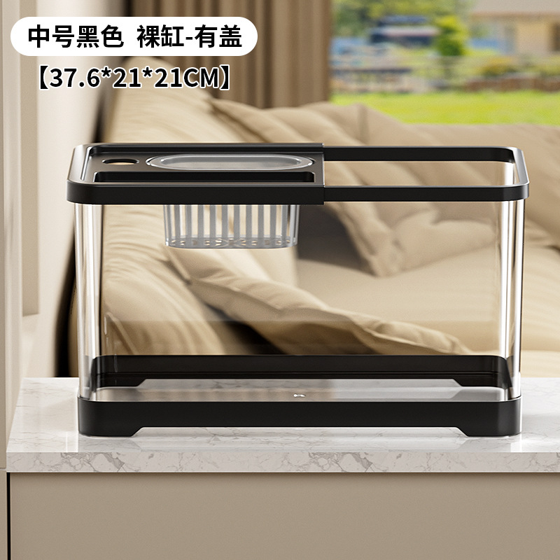 Tanque de tortuga, sala de estar del hogar con luz, tanque de alimentación de tortuga ecológica, escritorio de oficina, caja de peces de colores de paisaje pequeño de alta transparencia