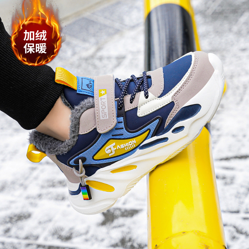 Zapatos de invierno de algodón cálido para niños, niñas, niños, niños, zapatos de correr casuales, velcro