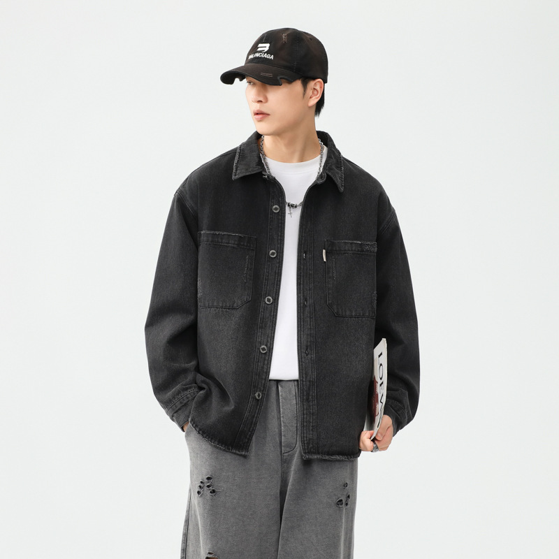 Autumn American Style Retro Washed Fashionable Brand Denim Shirt Men's Loose Casual Long-sleeved Shirt Men's Work Coat Fashionable