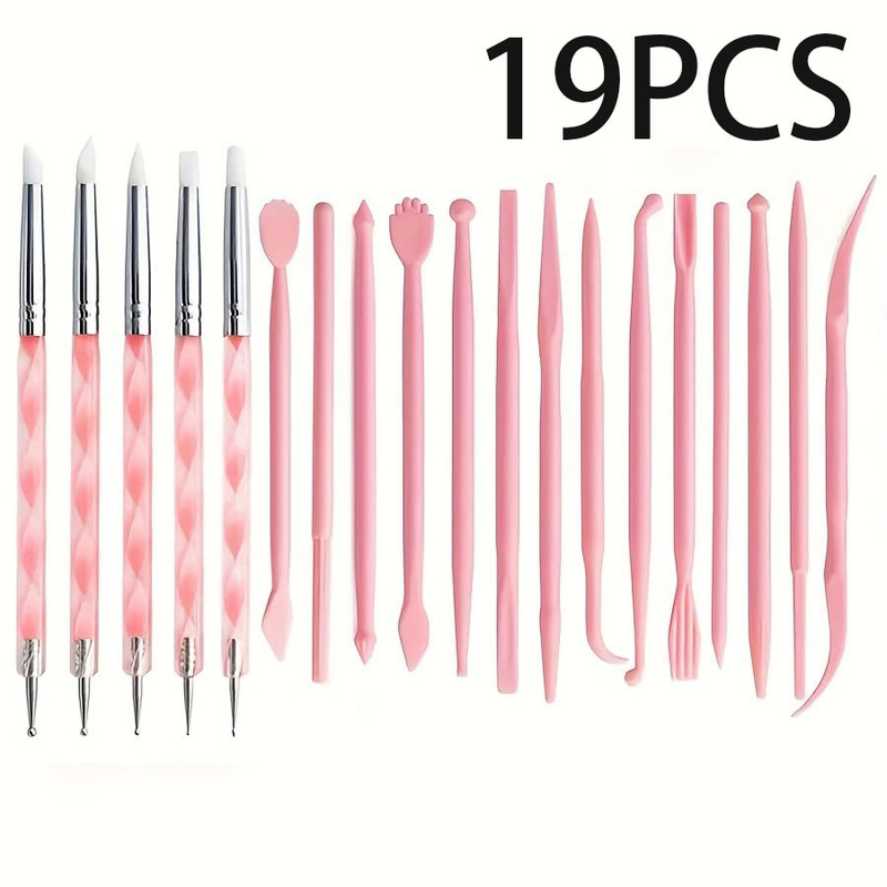 Cross-border pottery tools 19-piece set for DIY clay carving, relief modeling, silicone pottery tools wholesale Cross-border pottery tools 19-piece set for DIY clay carving, relief modeling, silicone pottery tools wholesale