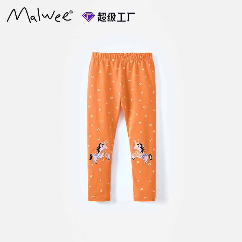 Pantalones infantiles malwee transfronterizos de otoño y invierno nuevos niños europeos y estadounidenses lindos niñas leggings de cintura elástica de otoño