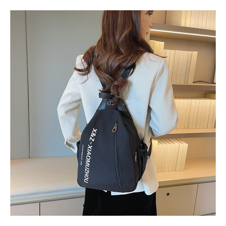 Cross-border women's multi-functional backpack, canvas chest bag, single-shoulder crossbody bag, multi-layered casual large-capacity bag undefined
