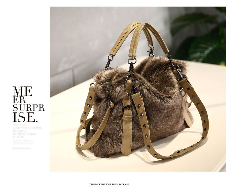 Women's bags autumn and winter new ladies shoulder bag fashion fur bag retro Korean style handbag versatile crossbody bag trendy_ipsvogv.com