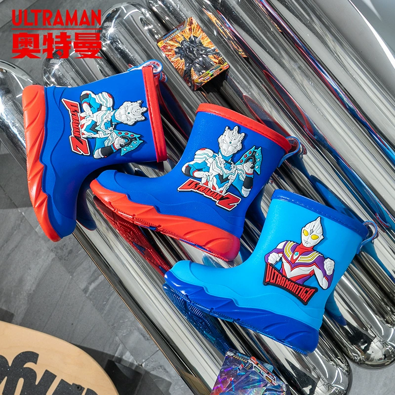 Дождевые сапоги для мальчиков Ultraman Детский сад носит толстую подошвую детскую обувь для детей из дождевой обуви легкая нескользкая водонепроницаемая резиновая обувь