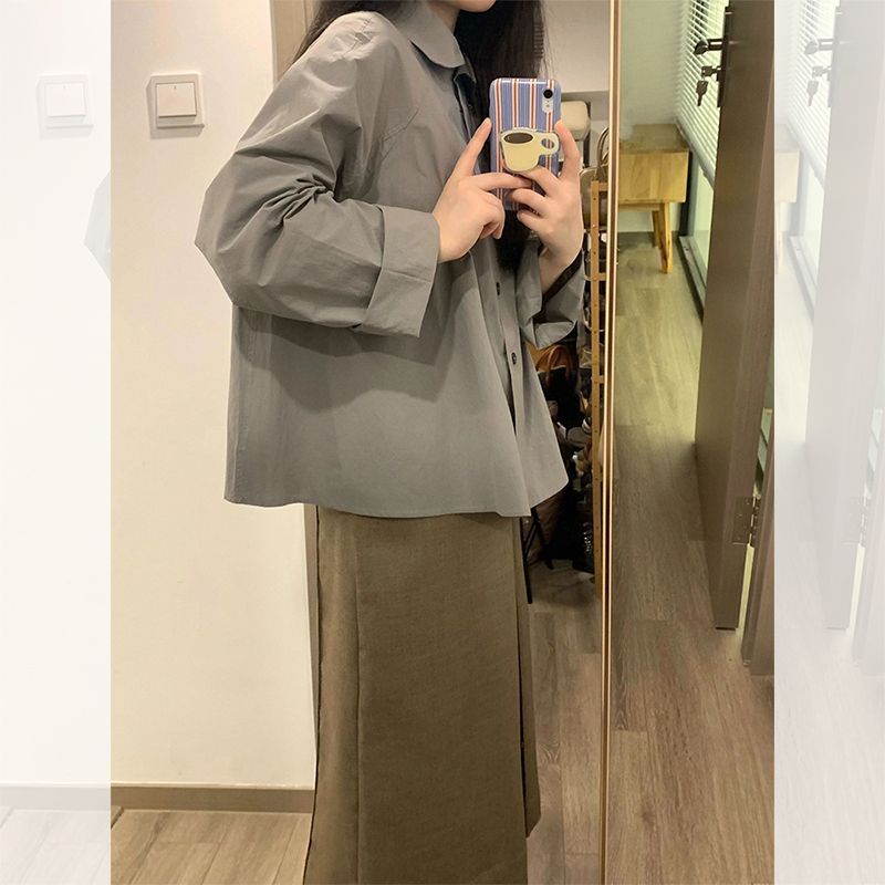 秋装搭配一整套小个子港风复古咖色马甲衬衫韩剧穿搭三件套装裙|undefined