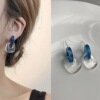 Earrings, retro brand silver needle from pearl, simple and elegant design, Korean style, silver 925 sample, internet celebrity