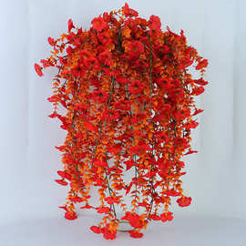 亚马逊秋季棕色尤加利紫罗兰壁挂装饰花秋季紫罗兰蝶兰假花壁挂藤