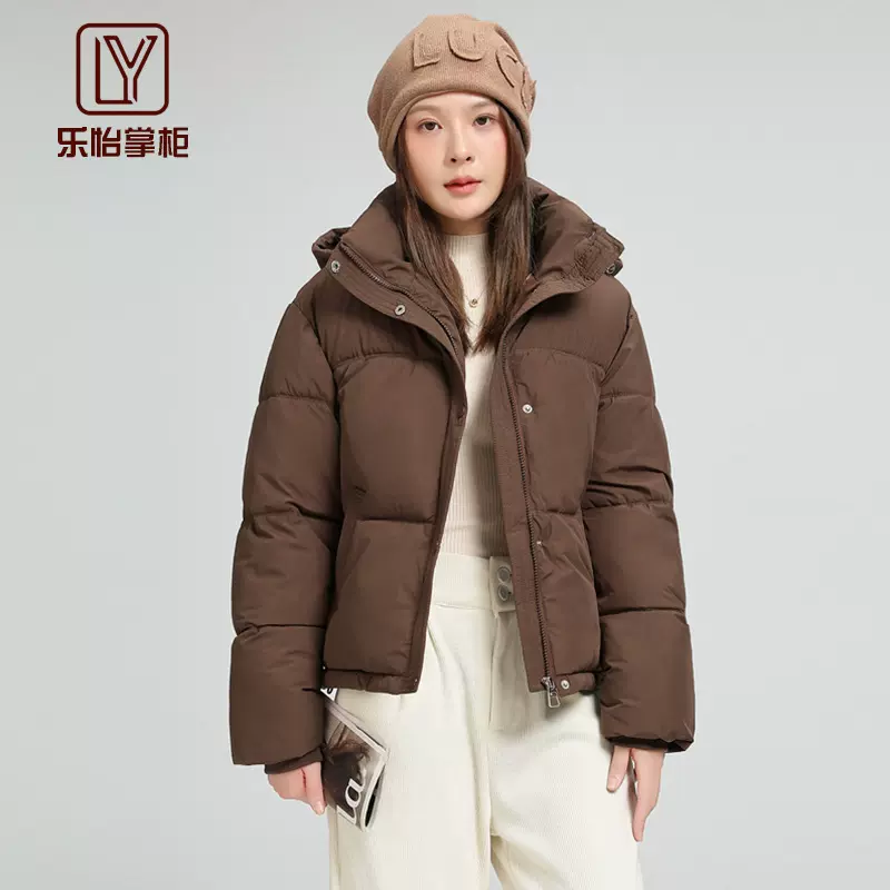 外贸棉服女秋冬连帽宽松面包服短棉服不跑棉冬天女通勤防风厚外套