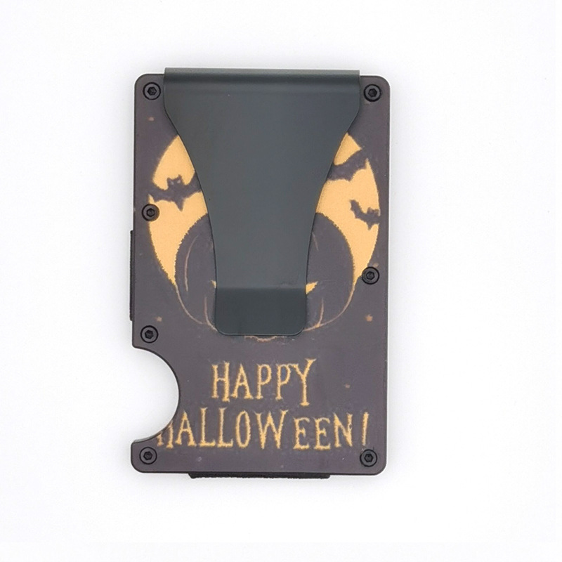 Fábrica en stock Amazon nuevo metal titular de la tarjeta de fibra de carbono cartera RFID antirrobo cepillo tecnología de bloqueo