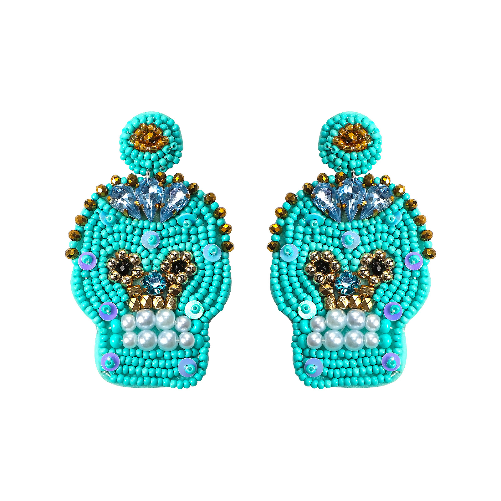 1 Pair Fashion Skull Beaded Resin Earrings display picture 5