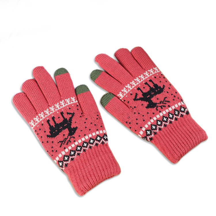 Fawn gloves Christmas knit men's and women's cycling sports Winter Touch screensaver warm gloves_maomaolike.com