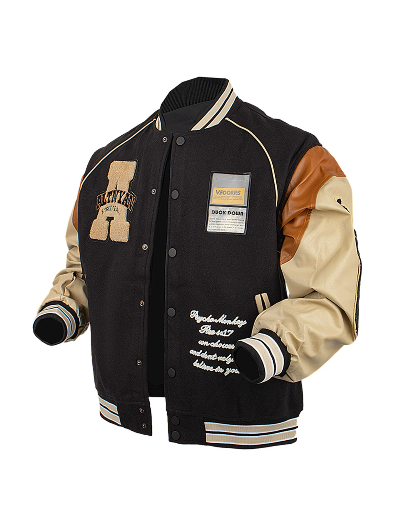 Бейсбольная куртка унисекс, демисезонный varsity‑бомбер с контрастными рукавами и вышивкой