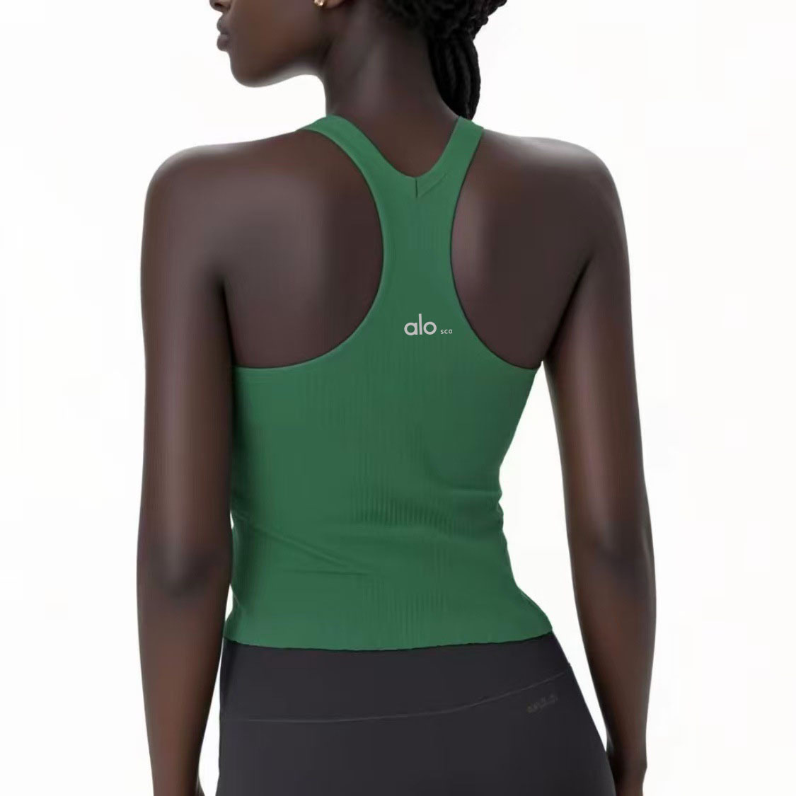 Losco Threaded Quick-Dry Yoga Top for Women with Fixed Cups, Pilates Racerback Tank Top for Outdoor Wear, Shockproof for Running and Fitness