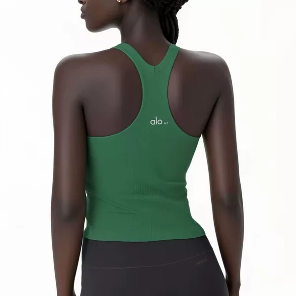 Losco Threaded Quick-Dry Yoga Top for Women with Fixed Cups, Pilates Racerback Tank Top for Outdoor Wear, Shockproof for Running and Fitness