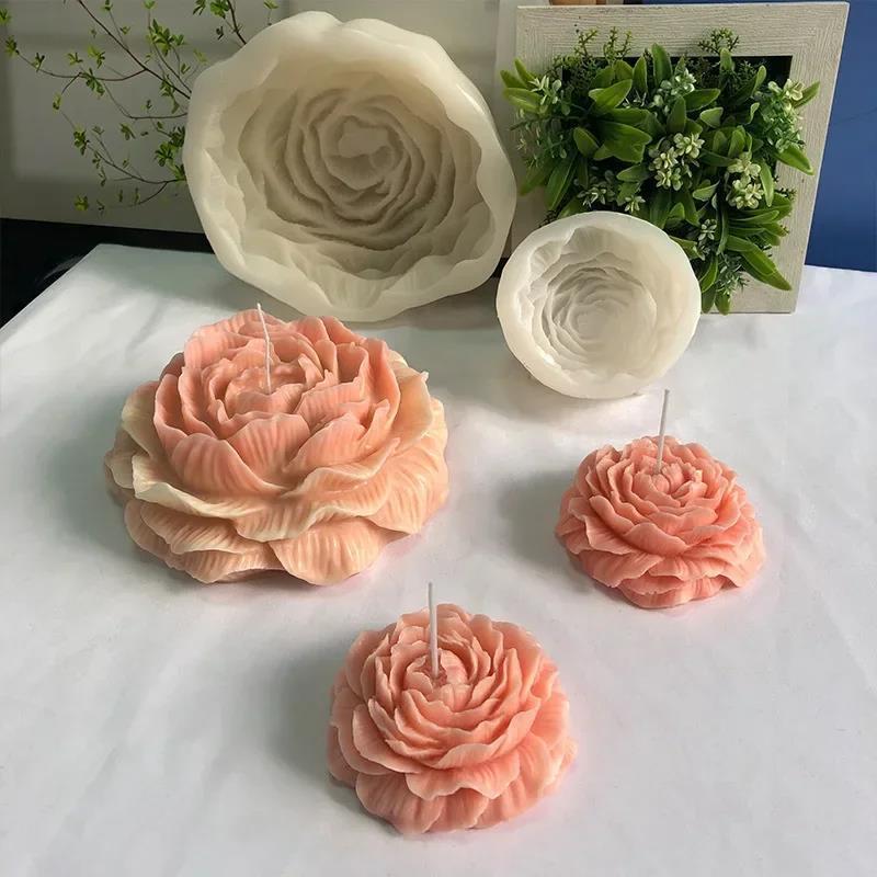 Extra Large Flower Peony Candle Silicone Mold 3D Plant Molde de silicona