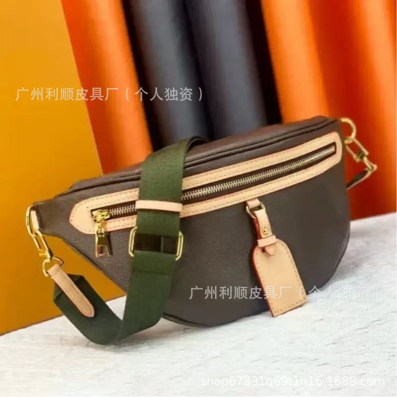 Guangzhou Foreign Trade Direct Supply Genuine Leather Old Flower Waist Bag Bumbag Chest Bag High rise Fashion Shoulder Crossbody Women's Bag