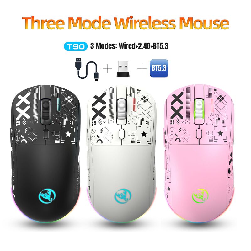 Three-Mode Wired/2.4G/Bluetooth Wireless Mouse Rgb Luminous 650Mah Wireless Gaming Mouse Cross-Border Hot Model