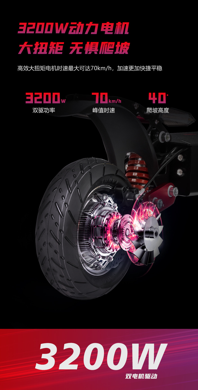 EU overseas warehouse BOYUEDA dual-drive electric scooter 52V/3200W foldable with mobile app for transportation