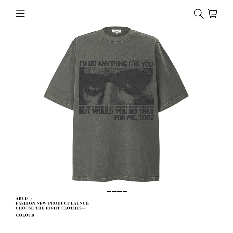 Camiseta de manga corta apilada en la calle alta de la marca de moda pesada de 250g para hombres de algodón puro con camisa de fondo suelta para hombres de verano