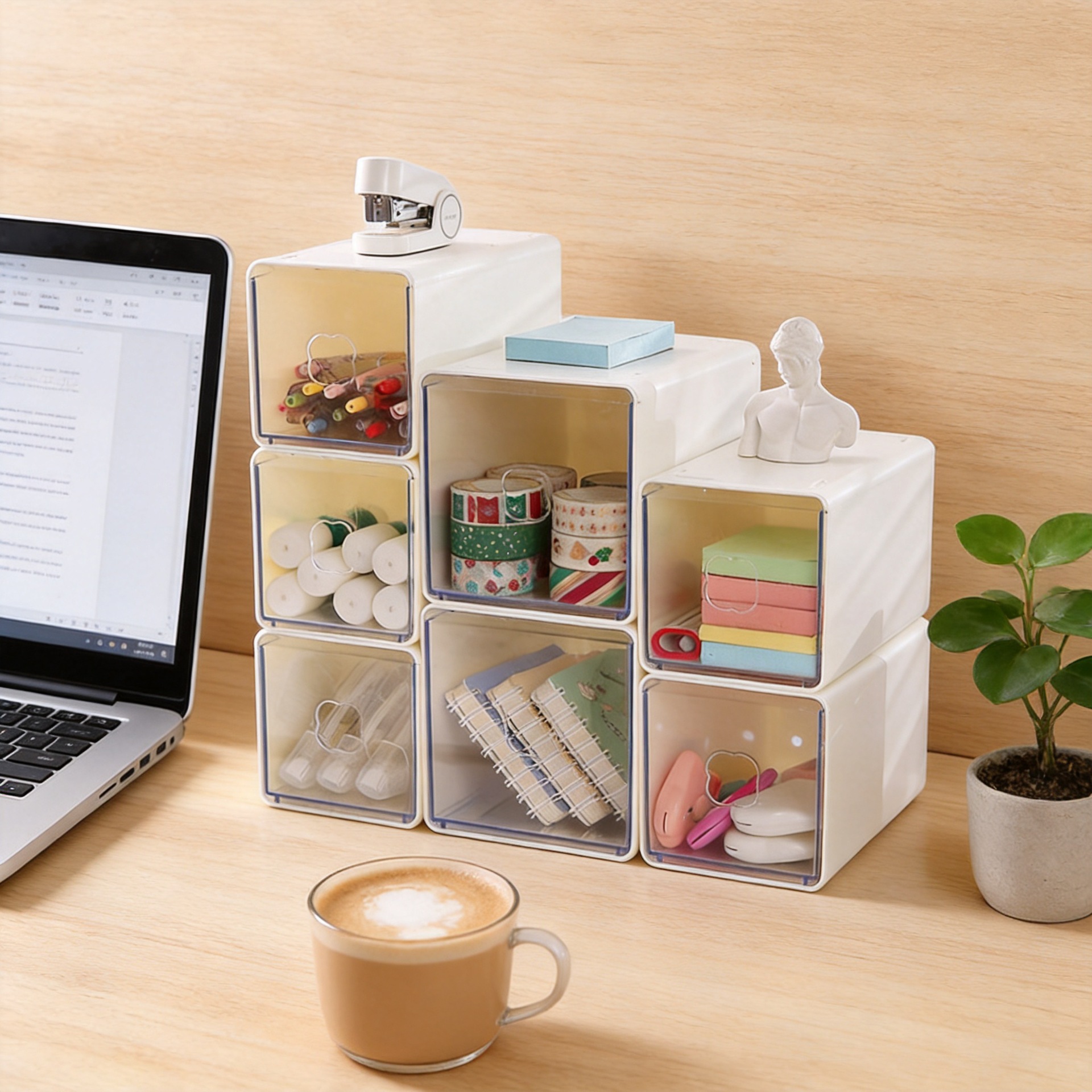 Caja de almacenamiento de escritorio tipo cajón de bolígrafo de gran capacidad escritorio de estudiantes combinación libre caja de almacenamiento de cosméticos