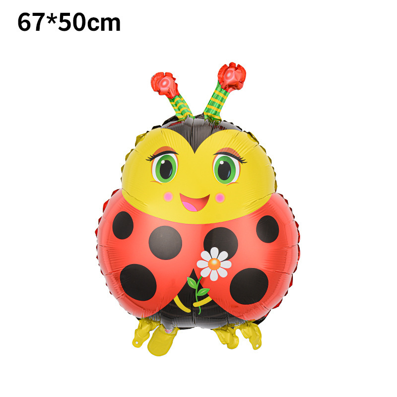 Lado volando mariposa mariquita flor película de aluminio globo decoración de la fiesta de cumpleaños de los niños forma de mariposa globo al por mayor