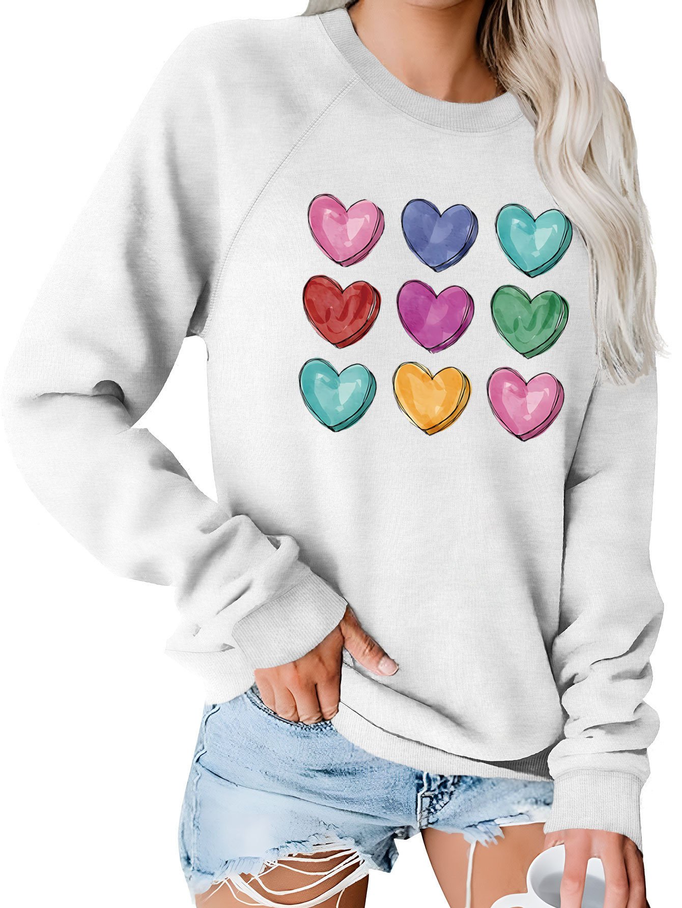 Sudaderas Con Capucha Para Mujer Manga Larga Impresión Estilo Clásico Ropa De Calle Forma De Corazón display picture 5