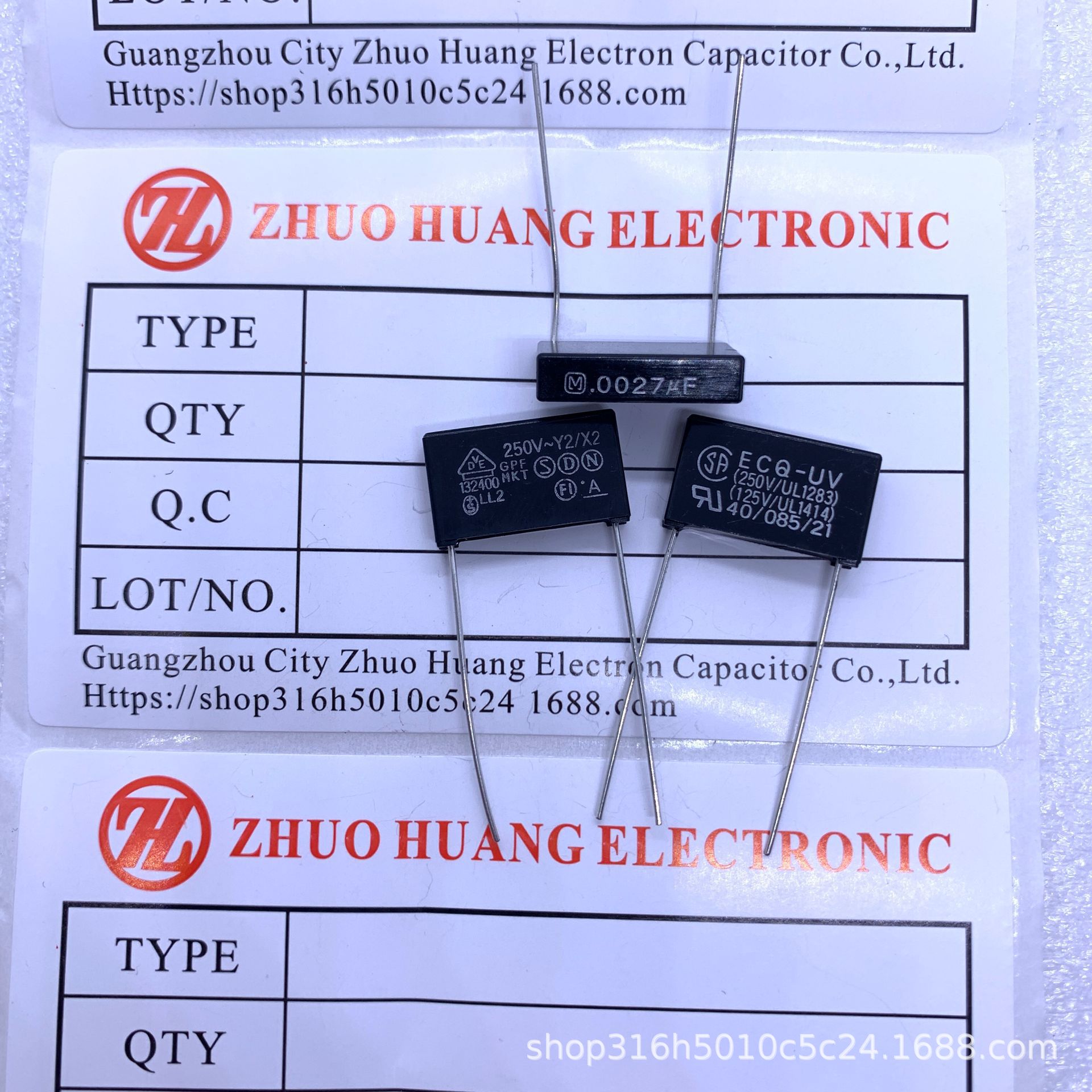安规电容 X2/Y2 ECQU2A272MV  15MM  272/275VAC薄膜电容器 现货