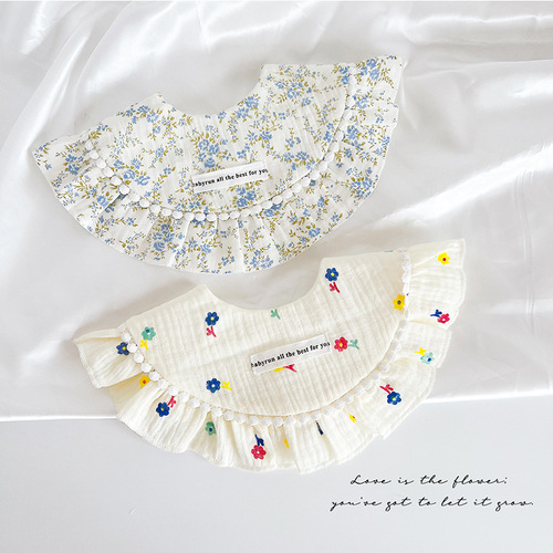 ins new autumn and winter baby gauze thickened waterproof saliva towel princess palace style enlarged 360 degree bib bib