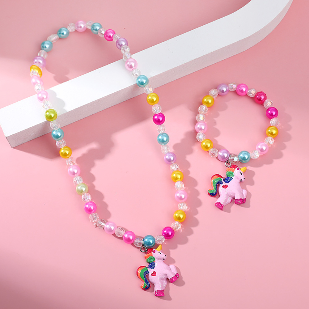 Handmade Acrylic Unicorn Resin Pendant Bracelet and Necklace Set