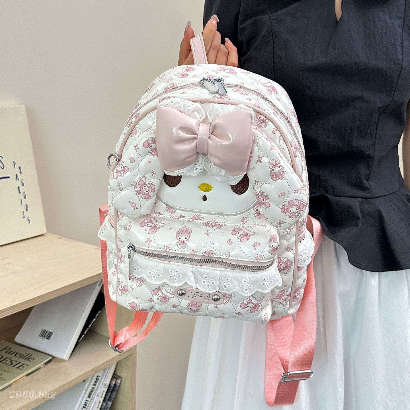 Gran capacidad de hombro 2026 Han Nichong lindas mochila de estudiantes de dibujos animados dulce versátil nueva mujer diaria viaje diario