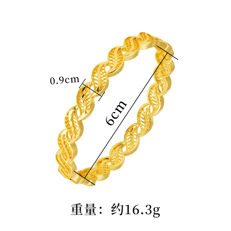 Estilo antiguo arena oro giro bobinado hebilla pulsera de gran altura hojas de aleación de cobre hueco hombres y mujeres pulsera en línea estilo de celebridad