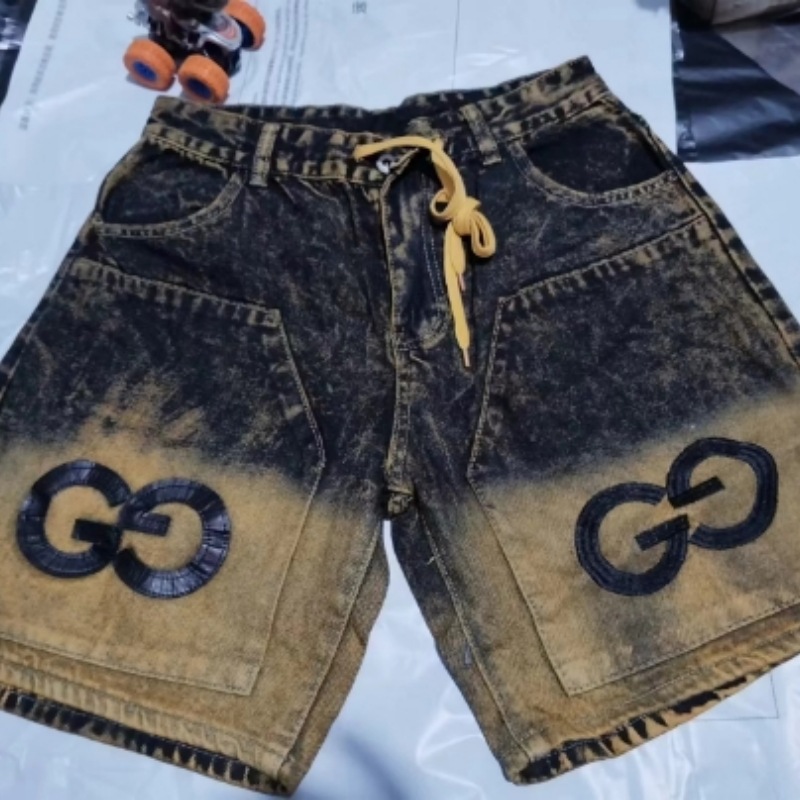 夏季牛仔裤男士牛仔中裤绣花牛仔百搭广州新塘牛仔工厂一件代发