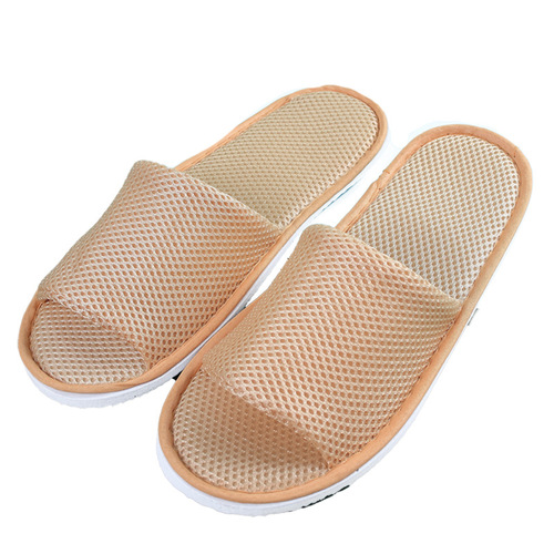Summer Mesh Disposable Slippers for Guests, Thick for Travel and Home Use, Toe-Exposed Breathable, Semi-Packed for Hotels and Inns, Wholesale