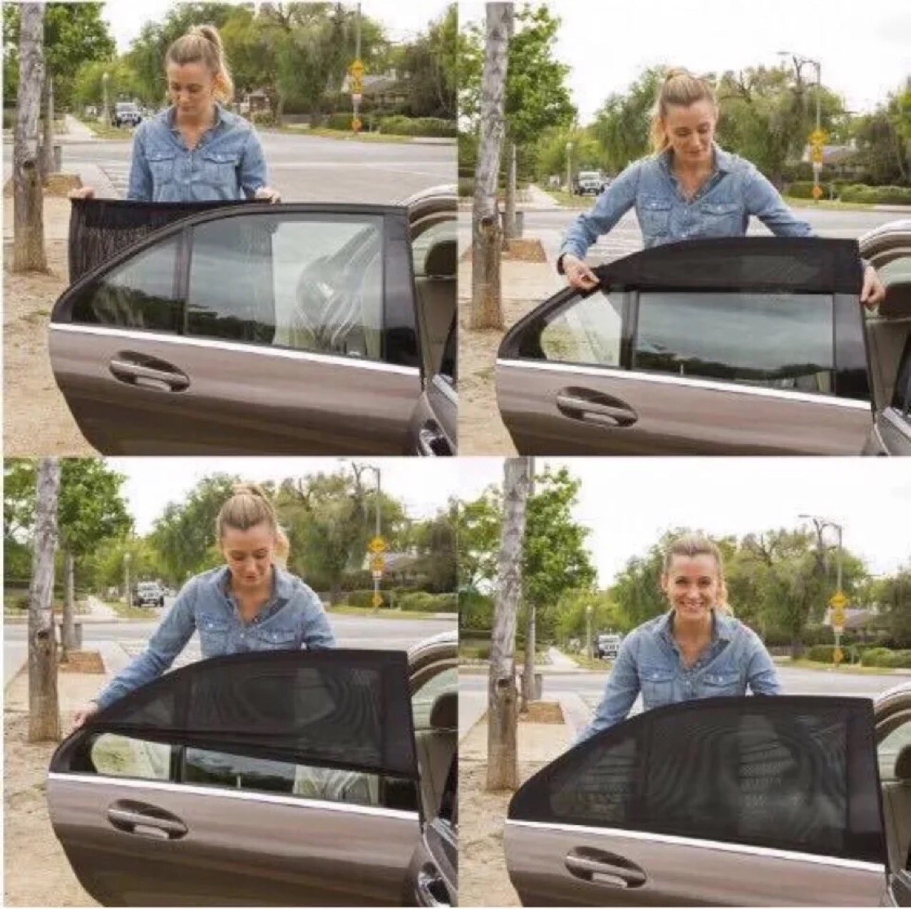 Car anti-mosquito black mesh sunshade window glass sun protection shade black sand car sunshade accessory