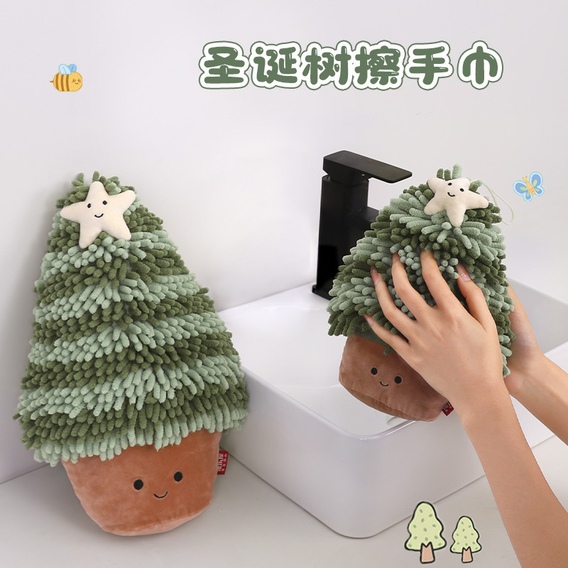 Cartoon Christmas Tree Chenille Hand Towel Doll Multifunctional Small Tree Creative Hand Towel Plush Toy Wholesale