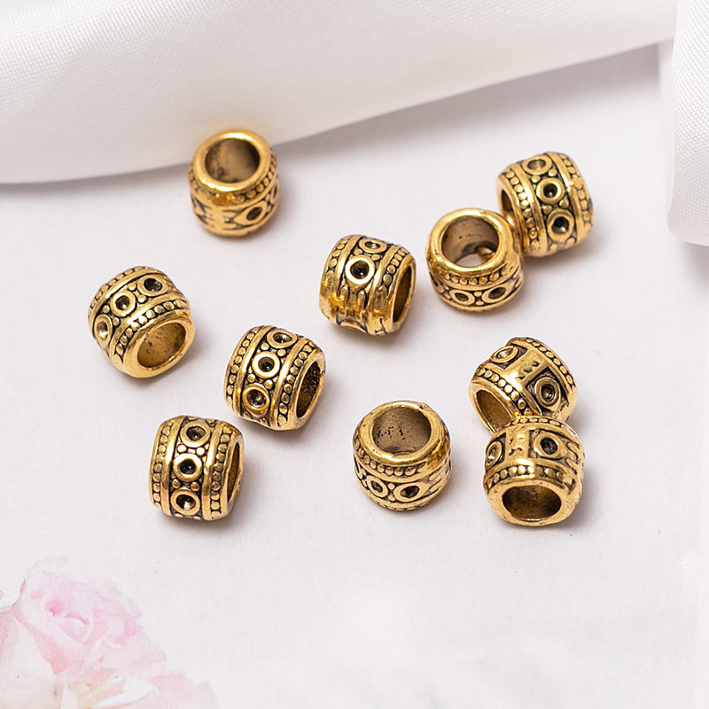 Comercio exterior retro aleación cuentas de gran agujero africano sucio trenza decorativa con cuentas tocado accesorios cuentas de aleación hueca