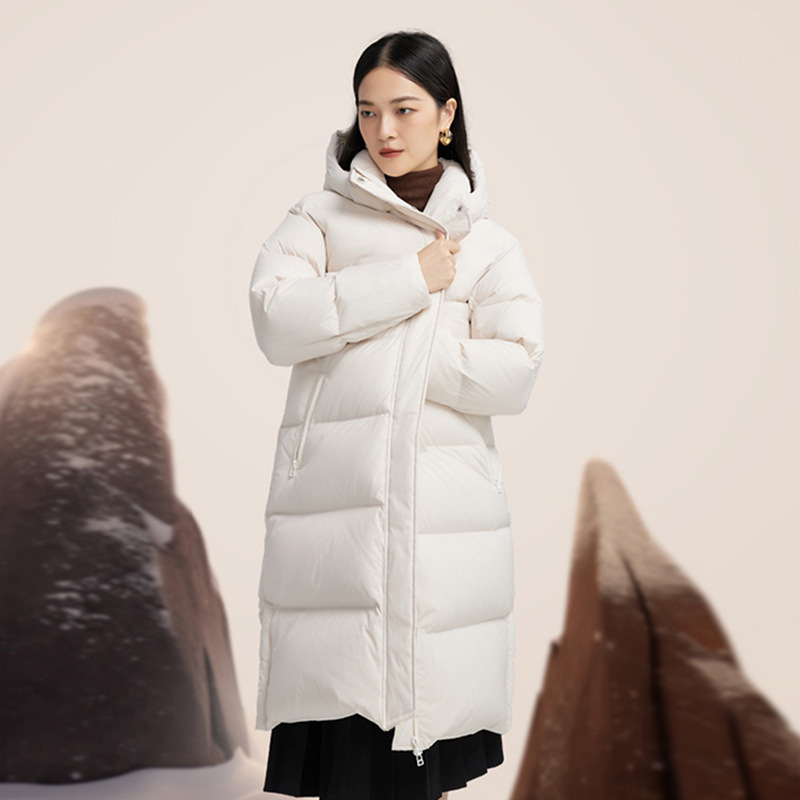 (High cost-performance) 95% white duck down women's down jacket, solid color, simple and elegant, over-the-knee long style, warm and thickened coat (High cost-performance) 95% white duck down women's down jacket, solid color, simple and elegant, over-the-knee long style, warm and thickened coat