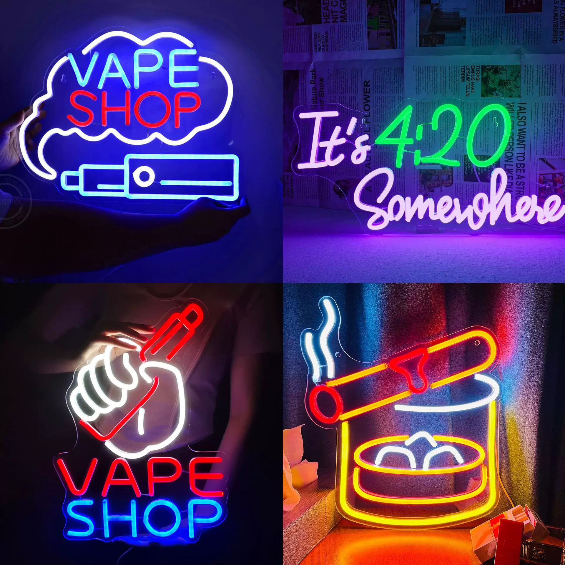 USB可调光雪茄烟雾造型霓虹灯烟具VAPESHOP吸烟灯牌潮流灯饰