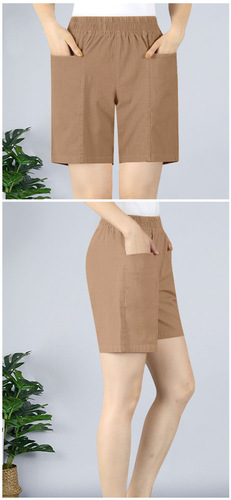 Summer Pants Large Size Plus Size Loose Meat Hiding Slimming Short Pants Pure Cotton Comfort Wide Leg Pants Women's Pockets Trendy
