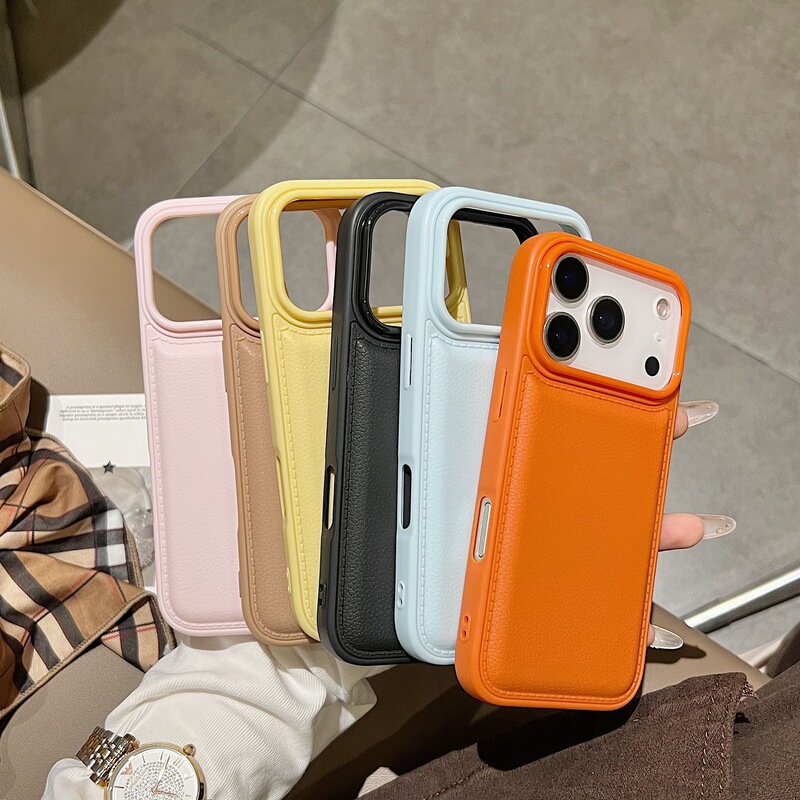 Suitable for Apple 17Promax Mobile Phone Case Autumn and Winter Leather Texture Air Cushion Iphone16/15/14/13/12 New Case