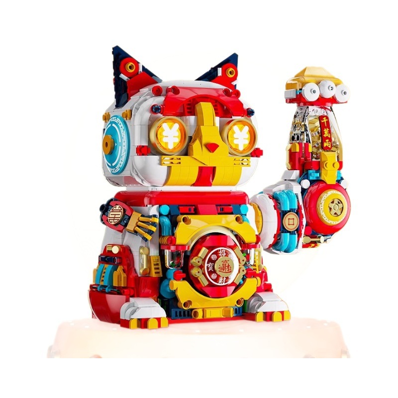 JAKI JIAQI nuevo producto de bloques brillantes para atraer la fortuna, gatos, niñas y niños, juguetes, muñecas, adornos, nuevos regalos para el hogar, boutique
