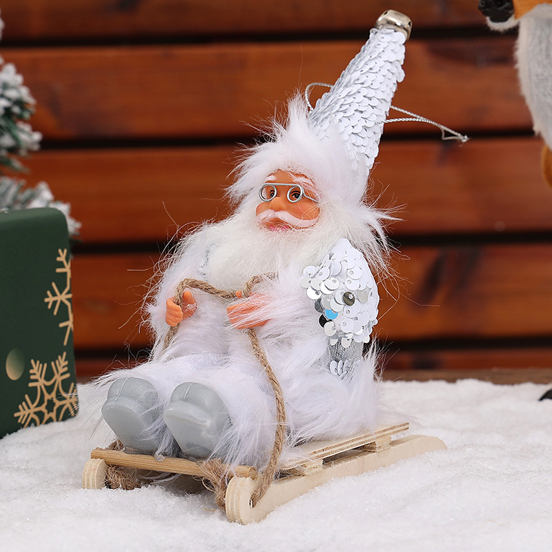 Fournitures de décoration de Noël transfrontalières Poupée de vieil homme barbu blanc Cadeau pour enfants Arrangement d'ambiance Poupée d'ornement de bureau