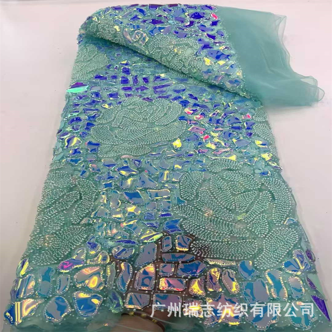 El láser de color fantasma rosas bordadas Gao Ding rendimiento ropa de moda nacional sequin bordado tela