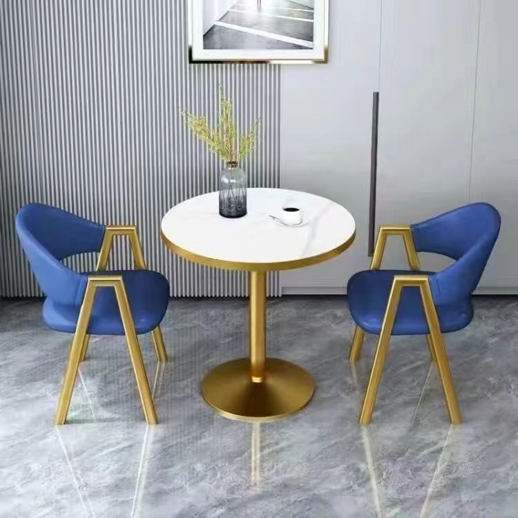 Small Apartment Balcony Negotiation Table and Chair Set Simple Reception Sales Office Small Round Table Coffee Milk Tea Shop Meal Reception Small Table