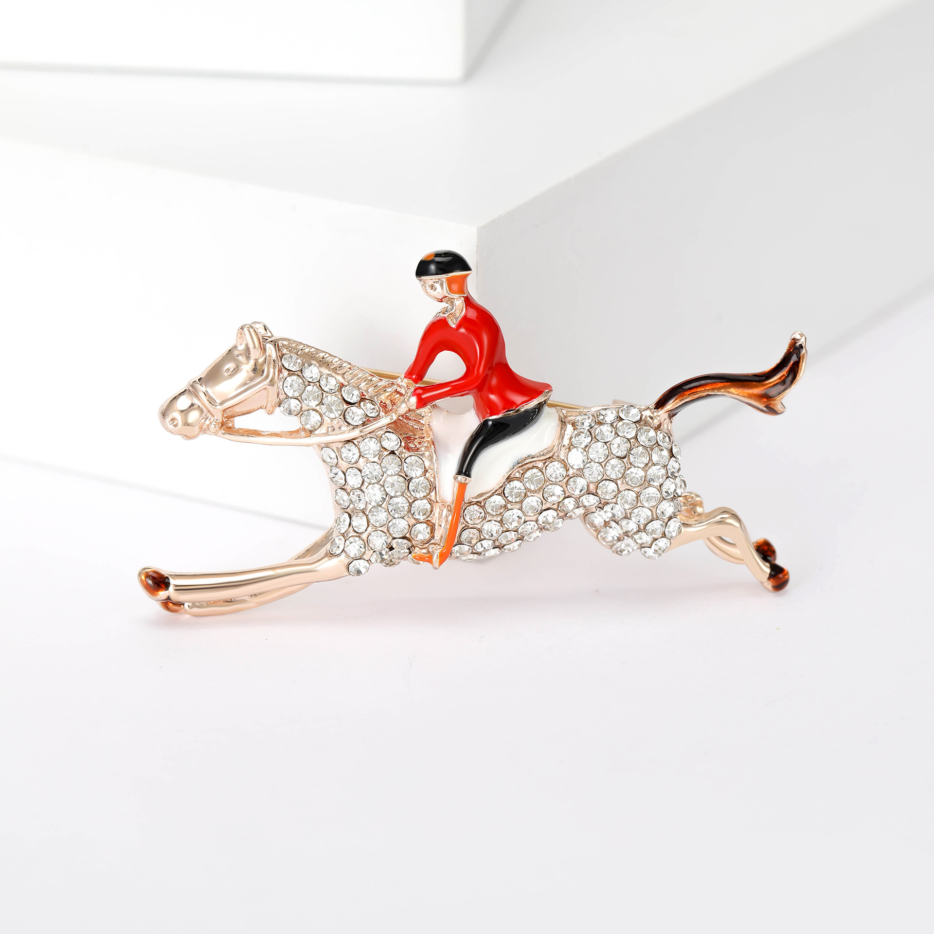 Casual, Daily, Party Occasion Retro Pin Human Horse Alloy Enamel Inlay Rhinestones Men's Brooches