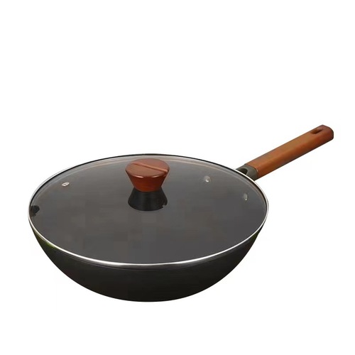 Thickened nitrogen-suffocated iron pot, extremely iron wok, pig iron pot, nitrided cast iron pot, no oil smoke, no coating, non-stick wok, wok