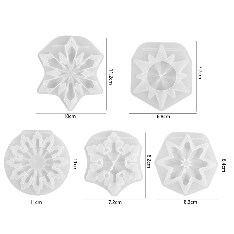 Navidad copo de nieve molde de silicona espejo Pulido-libre de resina copo de nieve llavero colgante epoxi molde