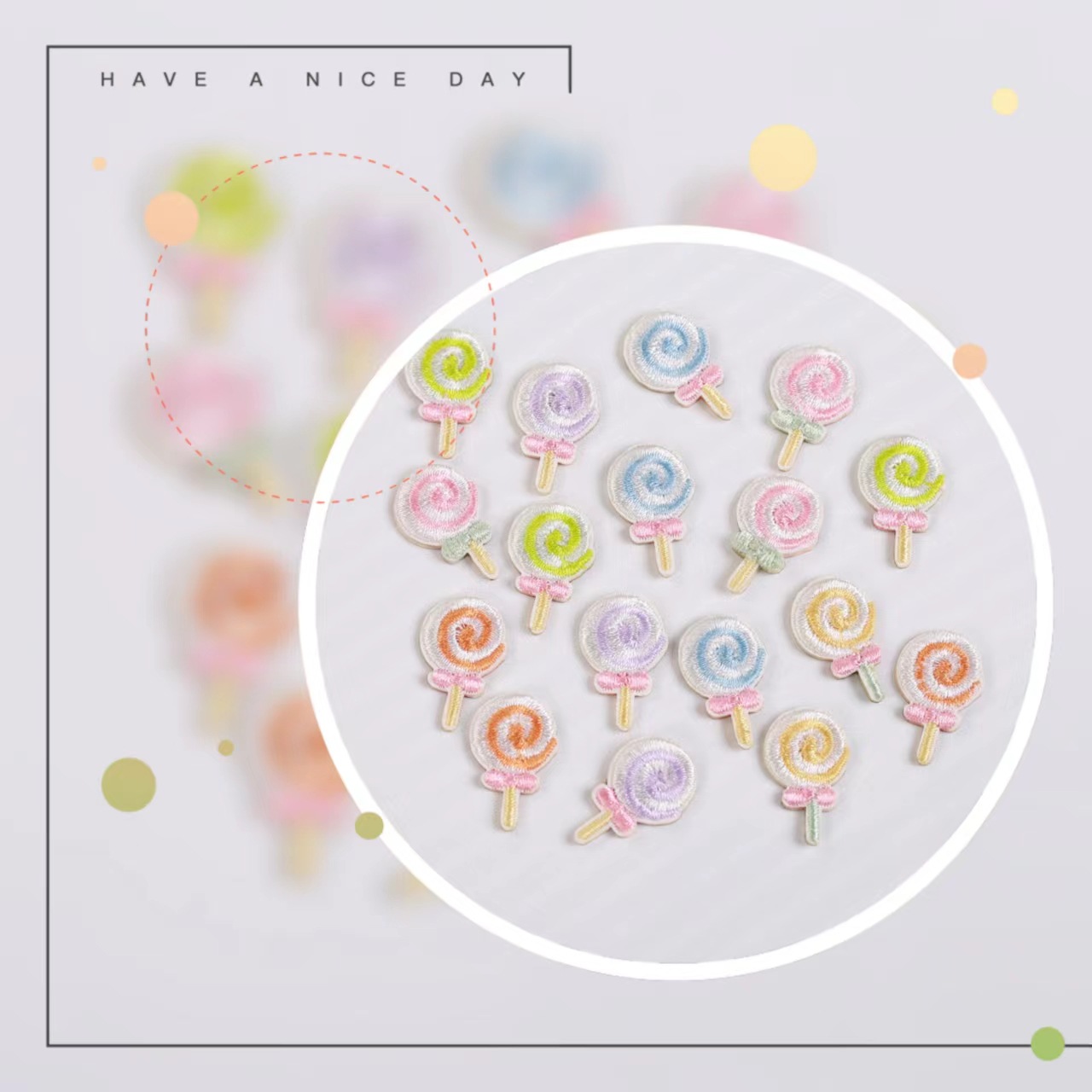 新款棒棒糖刺绣贴补丁布贴自粘免缝lo裙JK龙骧包短袖补洞修补贴